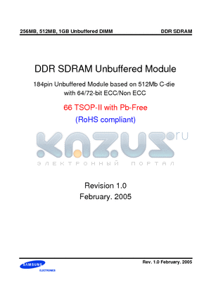 M368L6523CUS datasheet - DDR SDRAM Unbuffered Module