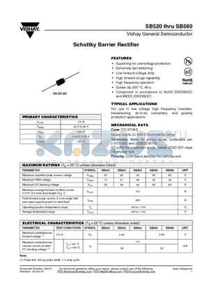 SB540-E3/54 datasheet - Schottky Barrier Rectifier