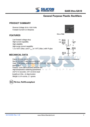 6A6 datasheet - General Purpose Plastic Rectifiers