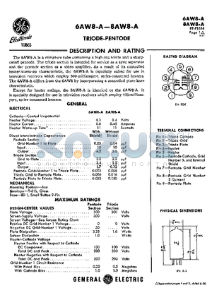 6AW8-A datasheet - TRIODE-PENTODE