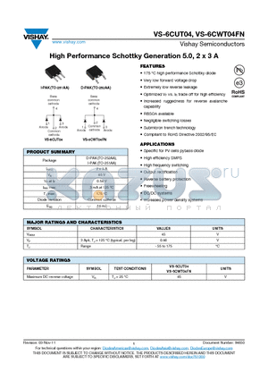 6CUT04 datasheet - High Performance Schottky Generation 5.0, 2 x 3 A