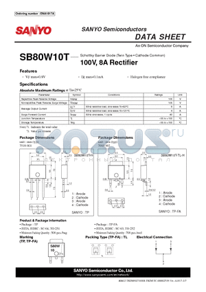 SB80W10T-H datasheet - 100V, 8A Rectifier