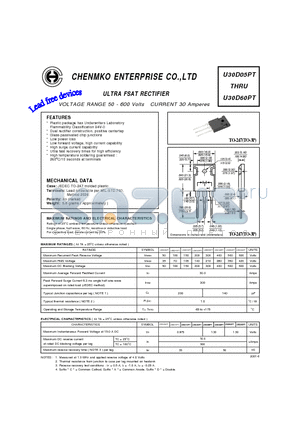 U30D50PT datasheet - ULTRA FSAT RECTIFIER