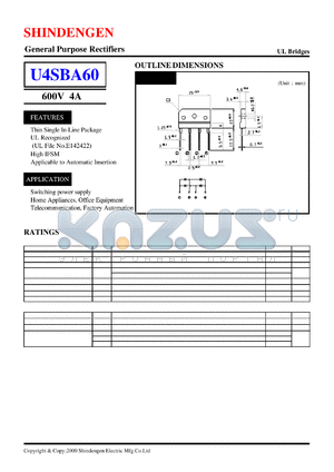U4SBA60 datasheet - General Purpose Rectifiers(600V 4A)