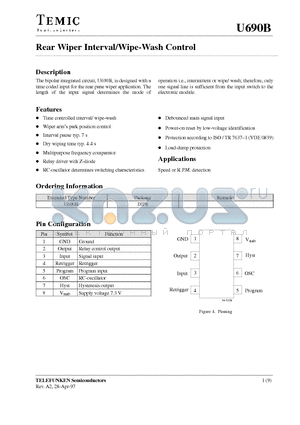 U690B datasheet - Rear Wiper Interval/Wipe-Wash Control