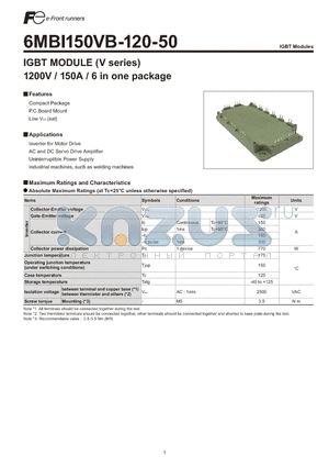 6MBI150VB-120-50 datasheet - IGBT MODULE