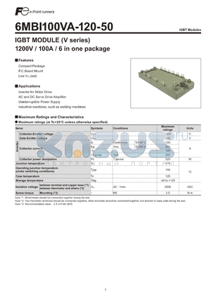 6MBI100VA-120-50 datasheet - IGBT MODULE