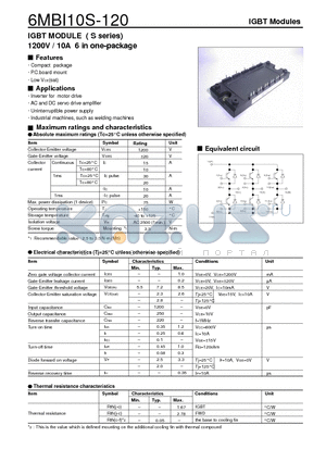 6MBI10S-120 datasheet - IGBT MODULE(1200V/10A)