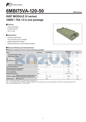 6MBI75VA-120-50 datasheet - IGBT MODULE