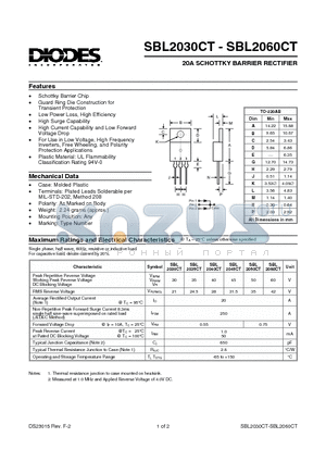 SBL2045CT datasheet - 20A SCHOTTKY BARRIER RECTIFIER