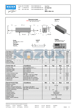 HM12-1B83-150 datasheet - HM Reed Relay