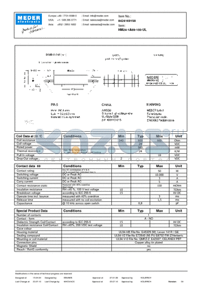 HM24-1A69-150-UL datasheet - HM Reed Relay