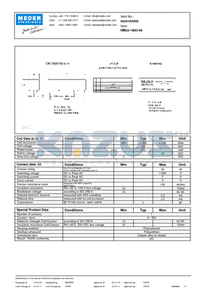 HM24-1A83-08 datasheet - HM Reed Relay