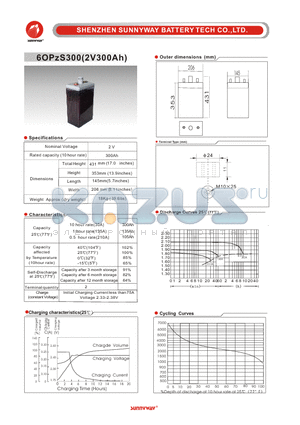 6OPZS300 datasheet - OPZS stationary flooded battery