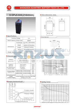 6OPZS600 datasheet - OPZS stationary flooded battery