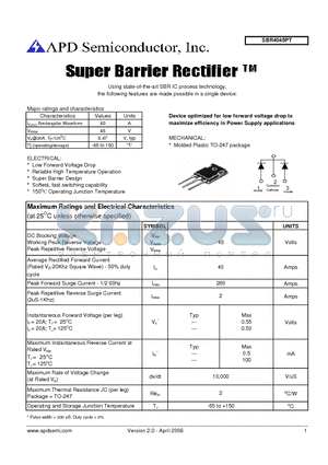 SBR4045PT datasheet - Super barrier rectifier