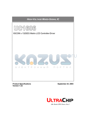 UC1606 datasheet - 65COM x 132SEG Matrix LCD Controller-Driver