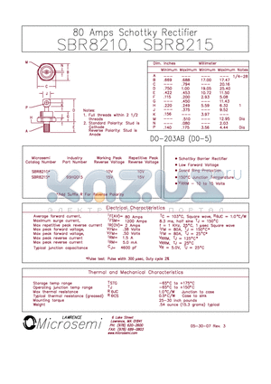 SBR8215R datasheet - 80 Amp Schottky Rectifier