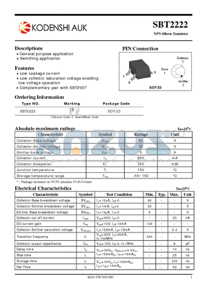 SBT2222 datasheet - NPN Silicon Transistor