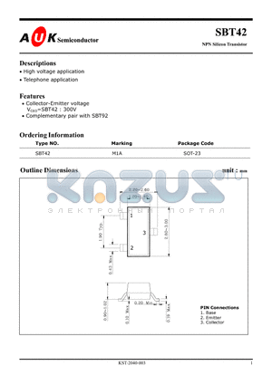 SBT42 datasheet - NPN Silicon Transistor