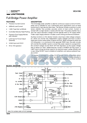 UC3175 datasheet - Full-Bridge Power Amplifier