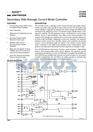 UC3849 datasheet - Secondary Side Average Current Mode Controller