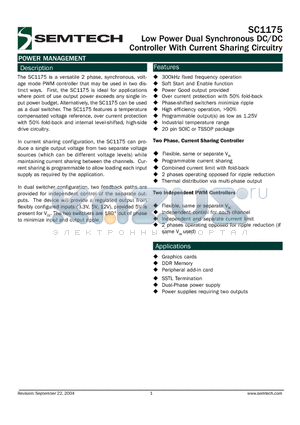 SC1175EVB-2 datasheet - Low Power Dual Synchronous DC/DC Controller With Current Sharing Circuitry