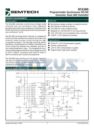 SC1186_04 datasheet - Programmable Synchronous DC/DC Converter, Dual LDO Controller