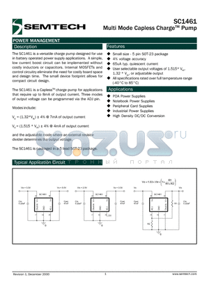 SC1461EVB datasheet - Multi Mode Capless Charge Pump