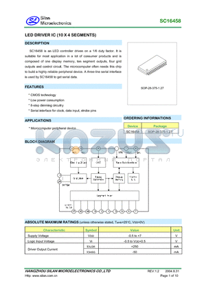 SC16458 datasheet - LED DRIVER IC