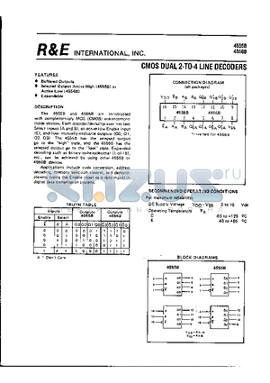 4556B datasheet - CMOS DUAL 2-TO-4 LINE DECODERS