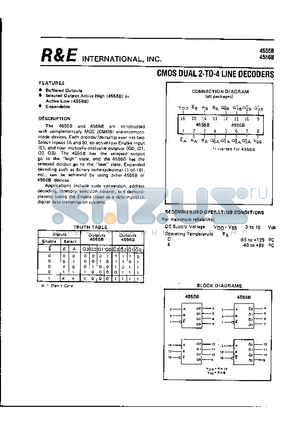 4555B datasheet - CMOS DUAL 2-TO-4 LINE DECODERS