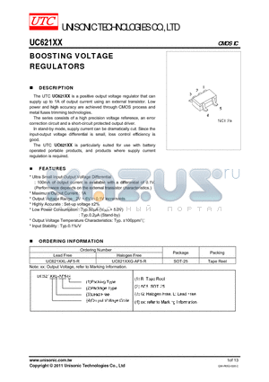 UC621XXG-AF5-R datasheet - BOOSTING VOLTAGE REGULATORS