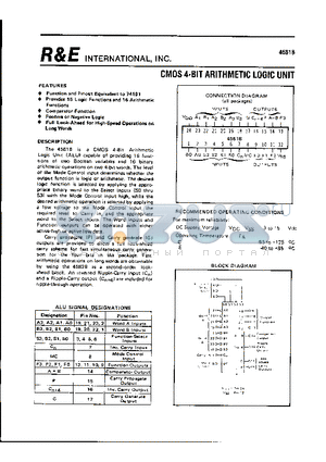 4581B datasheet - CMOS 4-BIT ARITHMETIC LOGIC UNIT