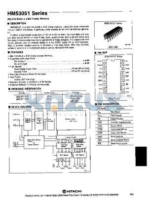 HM53051 datasheet - 262, 144 - WORD X 4-BIT FRAME MEMORY