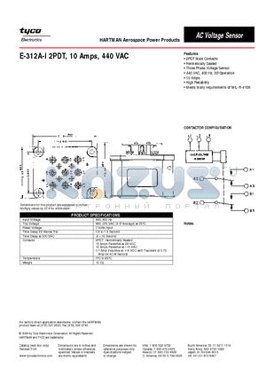E-312A-I datasheet - E-312A-I 2PDT, 10 Amps, 440 VAC