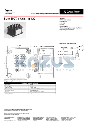 E-387 datasheet - E-387 SPDT, 1 Amp, 115 VAC