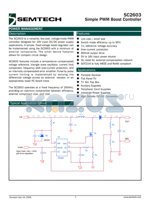 SC2603EVB datasheet - Simple PWM Boost Controller