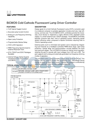 UCC1973 datasheet - BiCMOS Cold Cathode Fluorescent Lamp Driver Controller