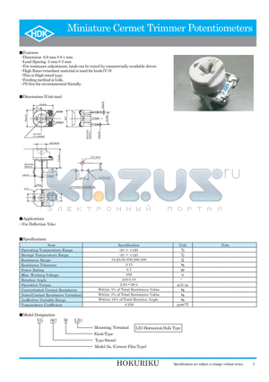 E01340B datasheet - Miniatur e Cermet Trimmer Potentiometers