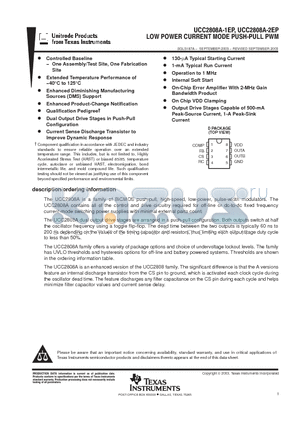 UCC2808A-1EP datasheet - LOW POWER CURRENT MODE PUSH-PULL PWM