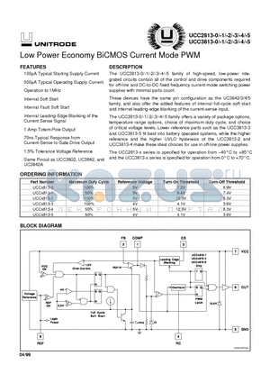 UCC3813-3 datasheet - Low Power Economy BiCMOS Current Mode PWM