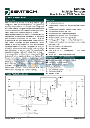 SC4806MLTRT datasheet - Multiple Function Double Ended PWM Controller