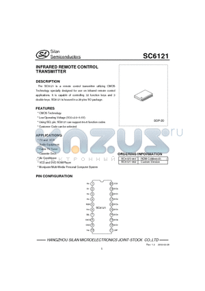 SC6121-001 datasheet - INFRARED REMOTE CONTROL TRANSMITTER