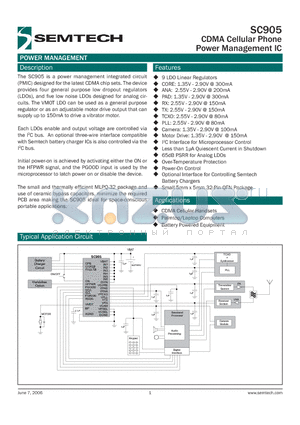 SC905EVB datasheet - CDMA Cellular Phone Power Management IC