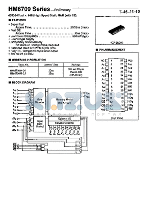 HM6709 datasheet - 65536-WORD X 4-BIT HIGH SPEED STATIC RAM (WITH OE)