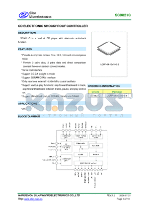 SC9821C datasheet - CD ELECTRONIC SHOCKPROOF CONTROLLER