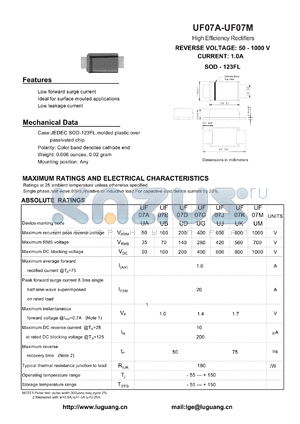 UF07M datasheet - High Efficiency Rectifiers