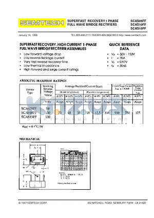 SCAS10FF datasheet - SUPERFAST RECOVERY 1 PHASE FULL WAVE BRIDGE RECTIFIERS