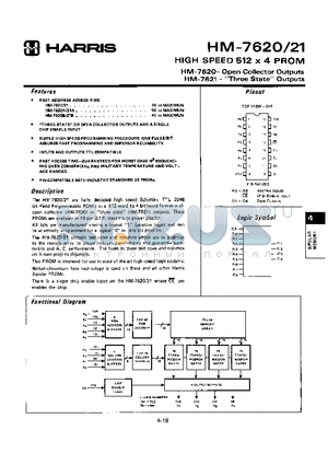 HM7621 datasheet - HIGH SPEED 512 x 4 PROM